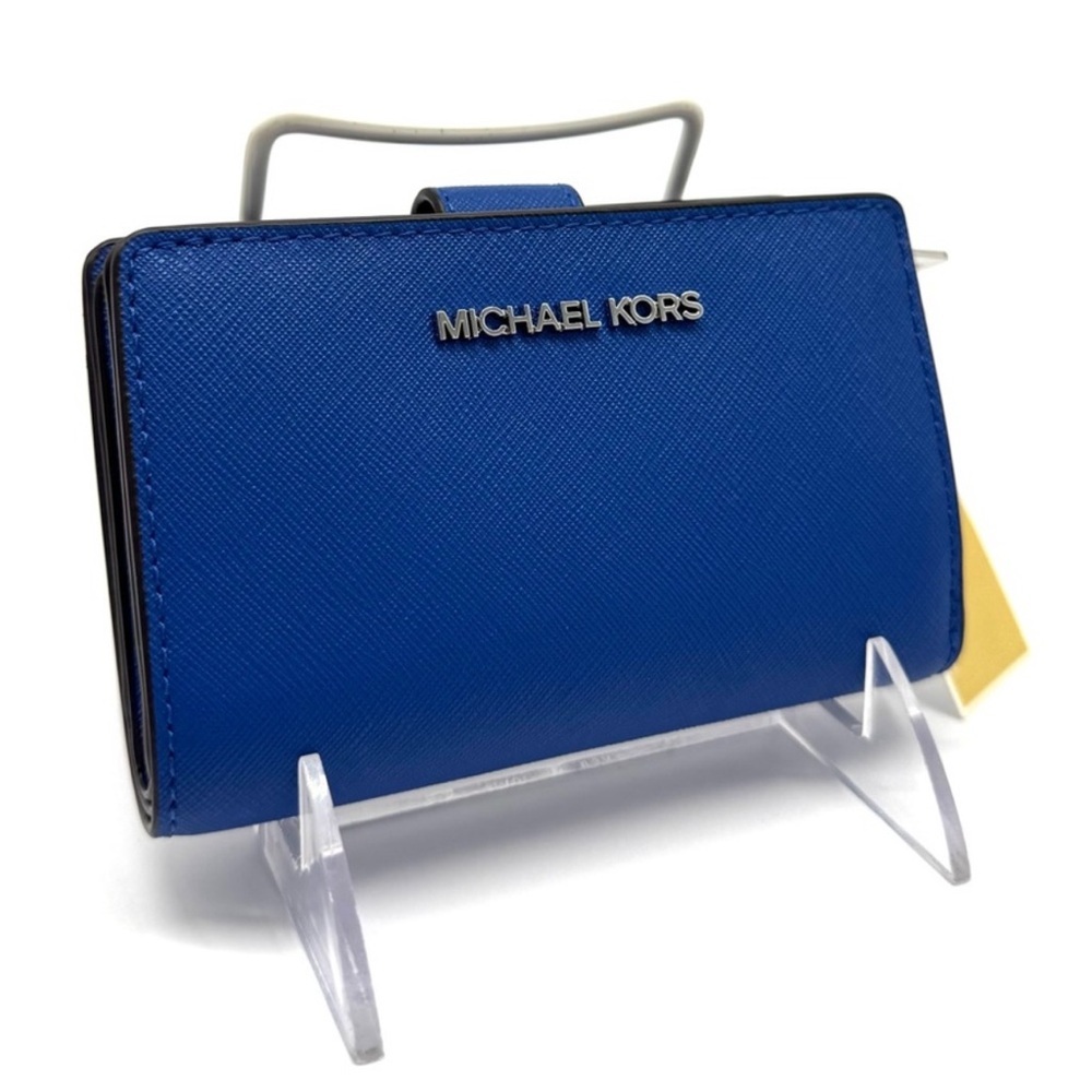 Michael Kors Medium Bifold Zip Chain Wallet Galaxy Blue
